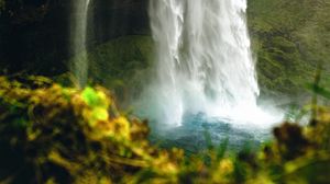 Preview wallpaper waterfall, rock, cliff