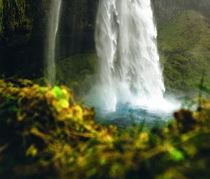 Preview wallpaper waterfall, rock, cliff