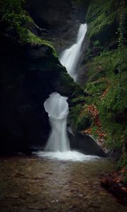 Preview wallpaper waterfall, rock, cliff, water, stream