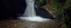 Preview wallpaper waterfall, rock, cliff, water, stream