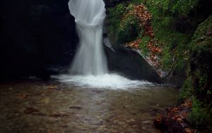 Preview wallpaper waterfall, rock, cliff, water, stream