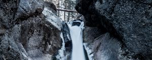 Preview wallpaper waterfall, rock, cliff, water, ice