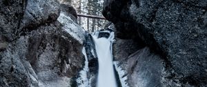 Preview wallpaper waterfall, rock, cliff, water, ice