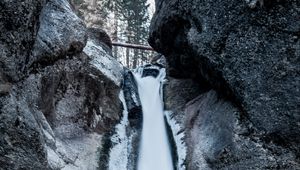 Preview wallpaper waterfall, rock, cliff, water, ice