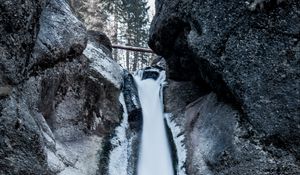 Preview wallpaper waterfall, rock, cliff, water, ice