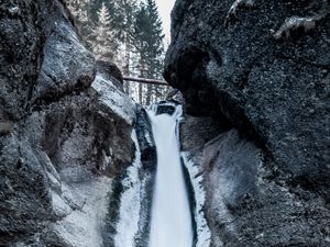 Preview wallpaper waterfall, rock, cliff, water, ice