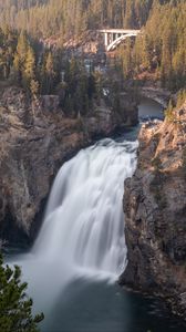 Preview wallpaper waterfall, rock, cliff, water, river, landscape