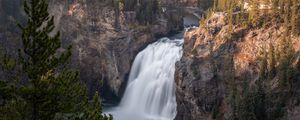 Preview wallpaper waterfall, rock, cliff, water, river, landscape