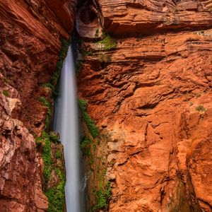 Preview wallpaper waterfall, rock, moss, nature