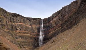 Preview wallpaper waterfall, rock, slope, stones, stream, nature