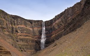 Preview wallpaper waterfall, rock, slope, stones, stream, nature