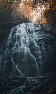 Preview wallpaper waterfall, rock, stones, water, stream