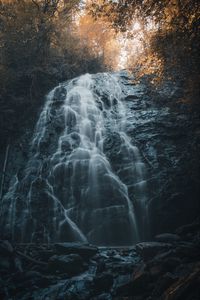 Preview wallpaper waterfall, rock, stones, water, stream