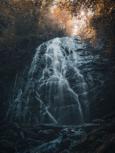 Preview wallpaper waterfall, rock, stones, water, stream