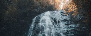 Preview wallpaper waterfall, rock, stones, water, stream