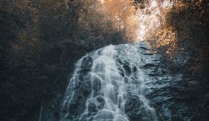 Preview wallpaper waterfall, rock, stones, water, stream