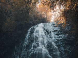 Preview wallpaper waterfall, rock, stones, water, stream