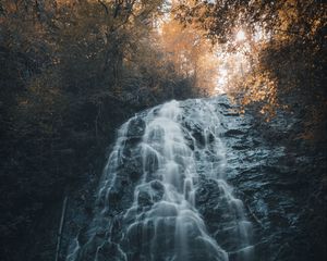 Preview wallpaper waterfall, rock, stones, water, stream