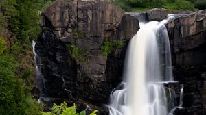 Preview wallpaper waterfall, rock, stones, landscape