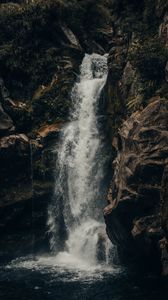 Preview wallpaper waterfall, rock, stream, water, spray