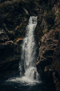 Preview wallpaper waterfall, rock, stream, water, spray