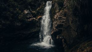 Preview wallpaper waterfall, rock, stream, water, spray
