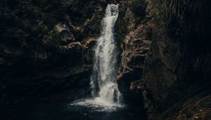 Preview wallpaper waterfall, rock, stream, water, spray