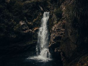 Preview wallpaper waterfall, rock, stream, water, spray