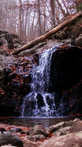 Preview wallpaper waterfall, rock, stream, autumn, nature