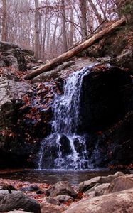 Preview wallpaper waterfall, rock, stream, autumn, nature
