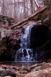 Preview wallpaper waterfall, rock, stream, autumn, nature