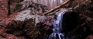 Preview wallpaper waterfall, rock, stream, autumn, nature