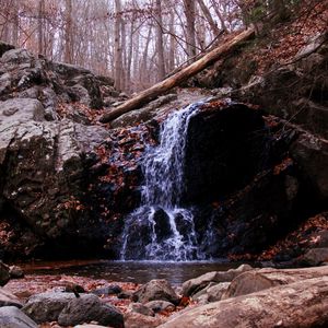 Preview wallpaper waterfall, rock, stream, autumn, nature