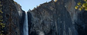 Preview wallpaper waterfall, rock, trees, nature