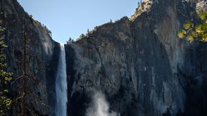 Preview wallpaper waterfall, rock, trees, nature