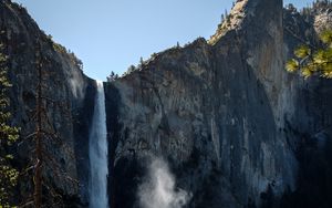 Preview wallpaper waterfall, rock, trees, nature