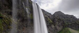 Preview wallpaper waterfall, rock, water, landscape, iceland