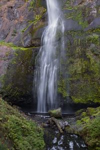 Preview wallpaper waterfall, rock, water, spray, moss