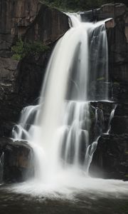 Preview wallpaper waterfall, rock, water, stream, nature, long exposure