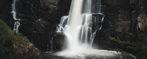 Preview wallpaper waterfall, rock, water, stream, nature, long exposure