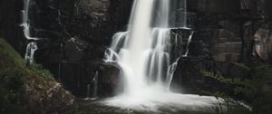 Preview wallpaper waterfall, rock, water, stream, nature, long exposure