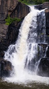 Preview wallpaper waterfall, rock, water, stream, nature, landscape