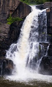 Preview wallpaper waterfall, rock, water, stream, nature, landscape