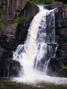 Preview wallpaper waterfall, rock, water, stream, nature, landscape