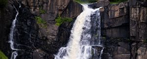 Preview wallpaper waterfall, rock, water, stream, nature, landscape