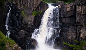 Preview wallpaper waterfall, rock, water, stream, nature, landscape