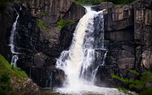 Preview wallpaper waterfall, rock, water, stream, nature, landscape