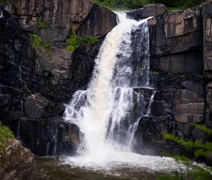 Preview wallpaper waterfall, rock, water, stream, nature, landscape