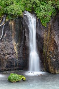 Preview wallpaper waterfall, rocks, cliff, landscape, nature