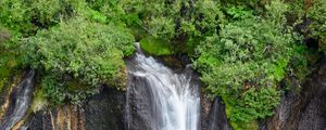 Preview wallpaper waterfall, rocks, cliff, landscape, nature